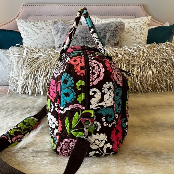 VERA BRADLEY Lola Weekender Trolly Sleeve Travel Bag Carry On Brown Orange 2012 - Picture 9 of 14